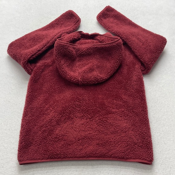 Eddie Bauer Quest Plush Full Zip Hoodie Womens Medium Burgundy Sherpa Jacket - Picture 2 of 9